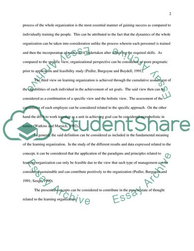 Literature Review on Learning Organizations