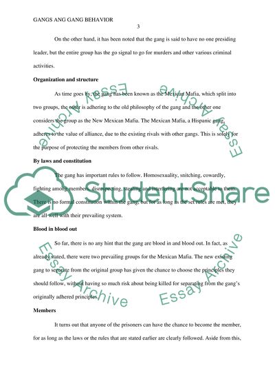 Gangs & gang behavior - week 8