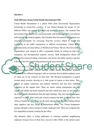 Global Human Resource Strategy and Main HR Issues Facing United Health International