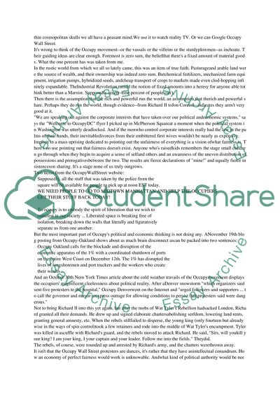 Are the Peasants Revelting Occupy Wall Street Takes on the World