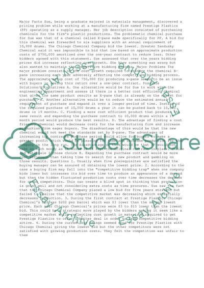 Prestige plastics (PP) pricing problem