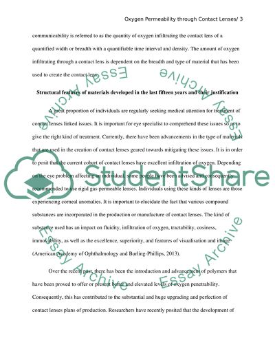 The Issues Related to the Permeability of Oxygen through Contact Lenses