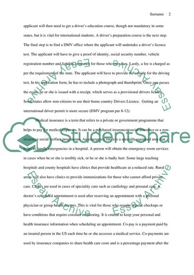 Housing; DMV; Medical insurance