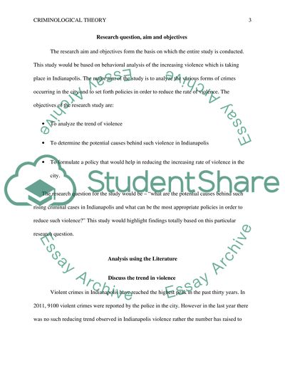 Criminological Theory and Trend in Violence