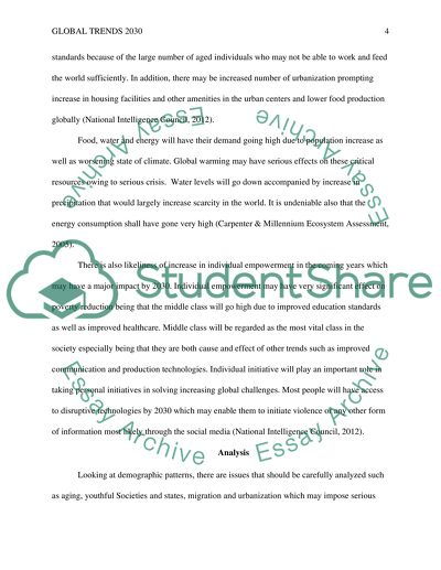 Positive effects on future U.S. national security based on global trends 2030