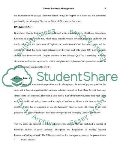 Human Resource Management Study Report on Grimshaws Quality Textiles