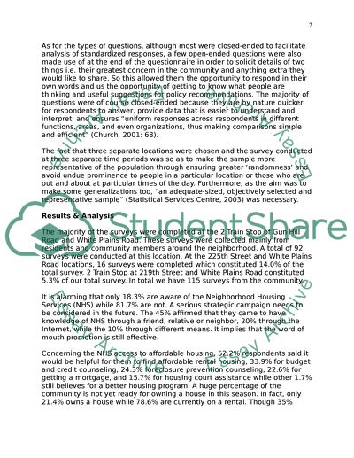 Survey for neighborhood housing service (NHS)