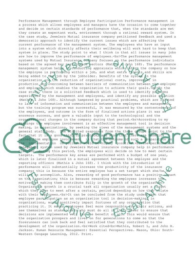 Analyze case study :Building Performance Management through Employee Participation