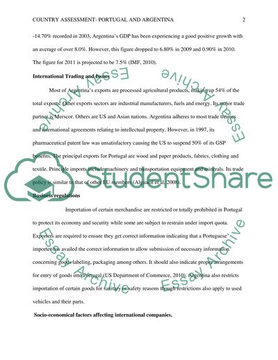 Country Assessment - PORTUGAL and ARGENTINA