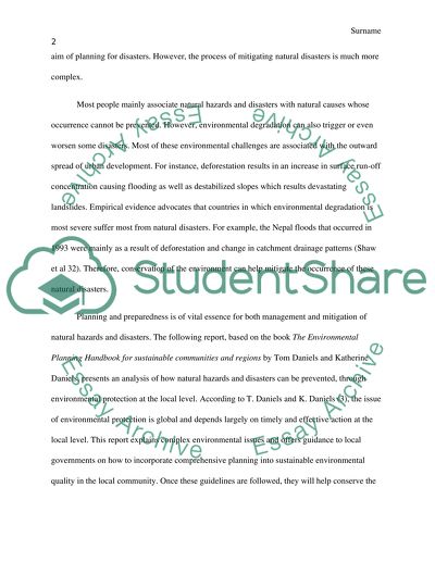 An Effectual Hazard Mitigation Plan and the Impact of Disasters