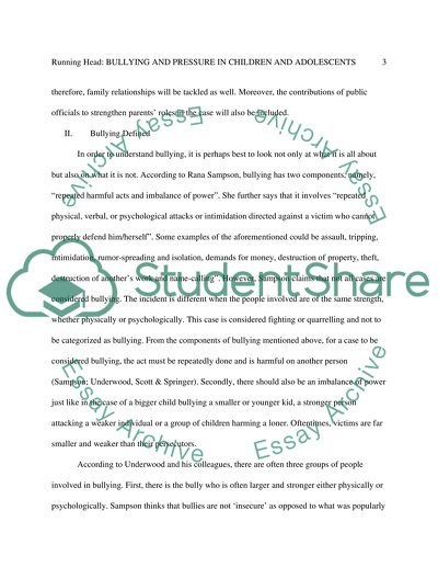 Bullying and Pressure in Children and Adolescents: The Role of Resiliency