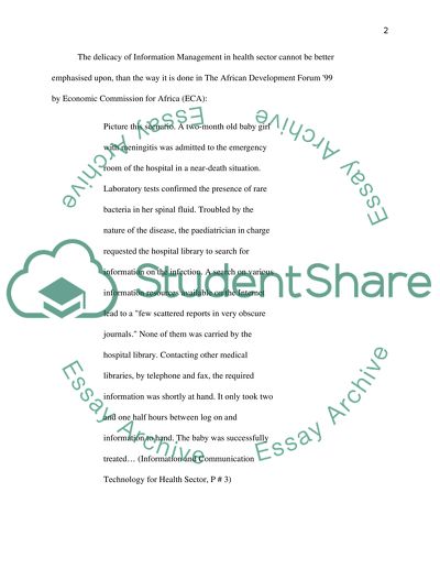 Managing Information Centre in Health Sector