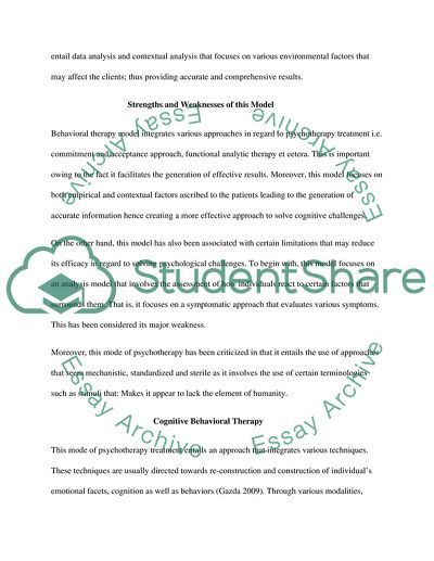 Selecting Behavioral Psychotherapy Model
