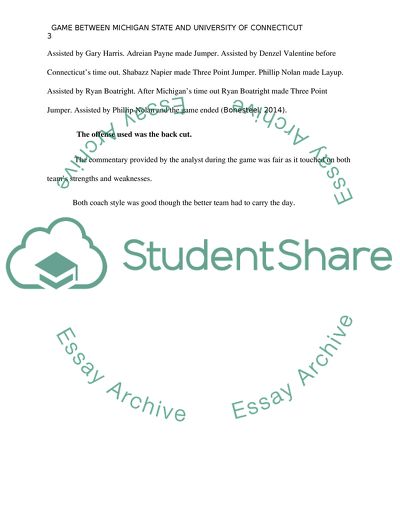 Game between Michigan States and of Connecticut