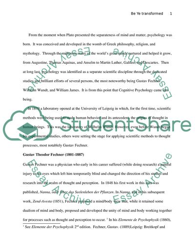 Cognitive Psychology and Its Application to Brain, Mind, and Beliefs of a Person