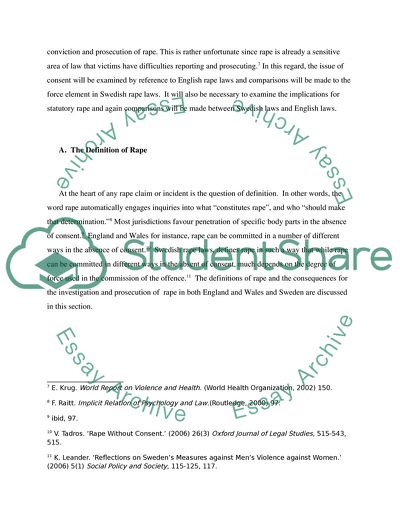 Should Force or Consent Comprise the Essential Elements of Rape