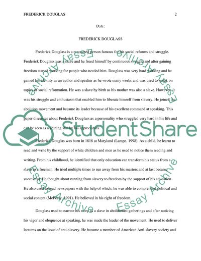 Personality of Fredrick Douglass