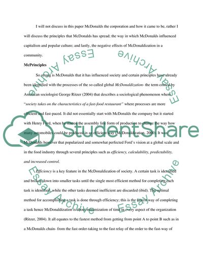 McDonalds Influence over the World