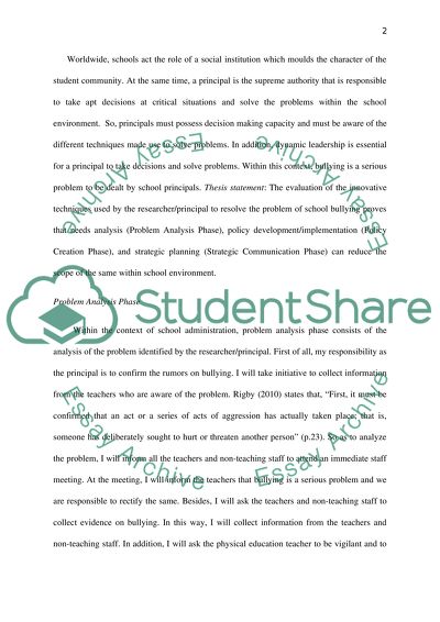 Dynamic Leadership: Designing a Leadership Strategy for Problem of Bullying in Schools