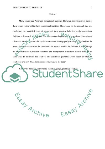 The Solution to the issue