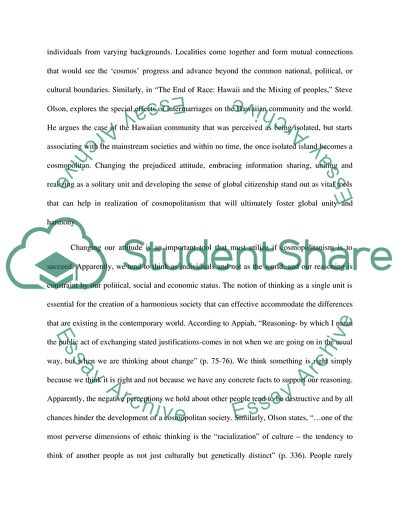 Development of Cosmopolitanism