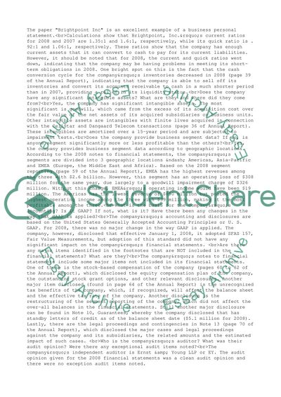 Financial Analysis of Brightpoint Inc