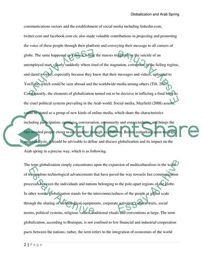 International relation-The impact of globalization in the Arab spring