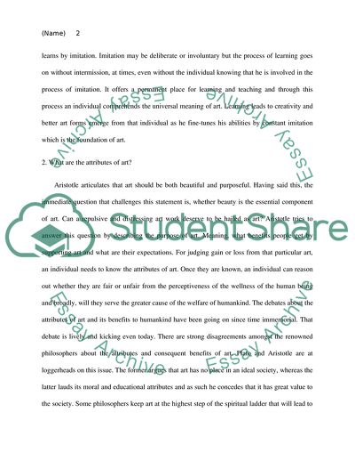 The Foundations of Aristotles Theory of Art