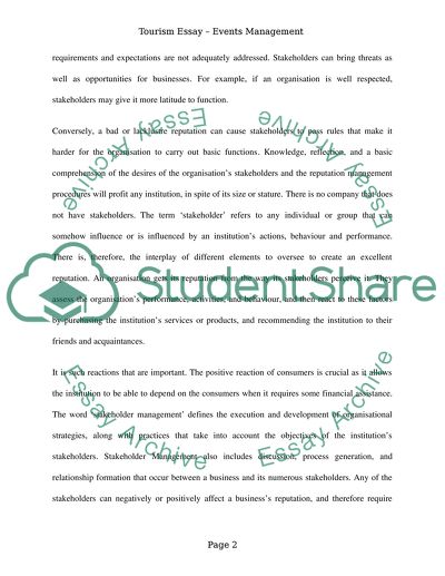 Level of Understanding of Events Impact and Events Stakeholder Management
