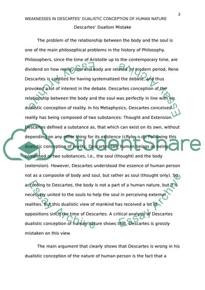 Rene Descartes Dualism Mistake