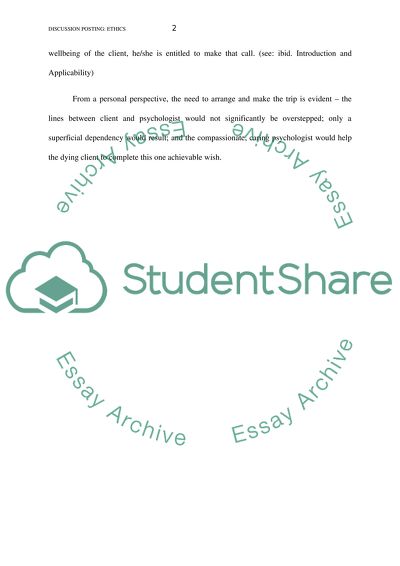 Discussion Posting: Ethics