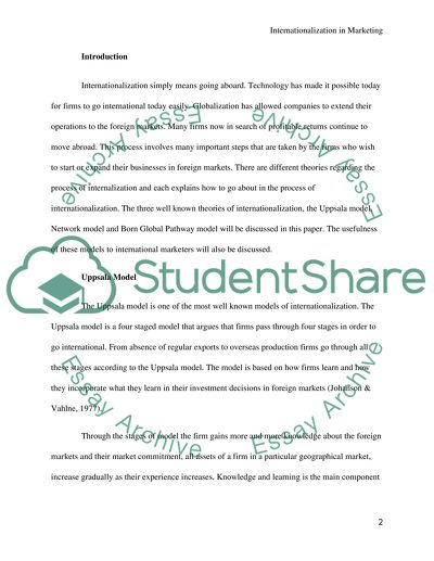 Internationalisation in Marketing