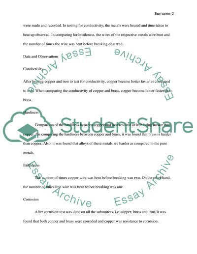 Metals and Corrosion Experiment