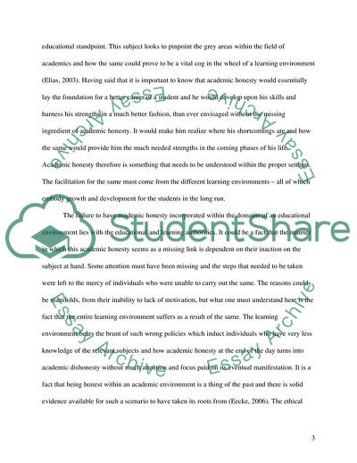 Academic Honesty within the Learning Environments
