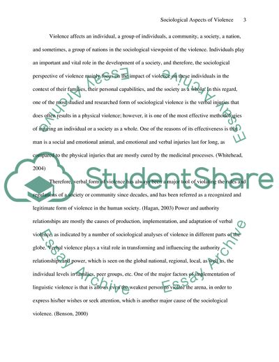 Sociological Aspects of Violence