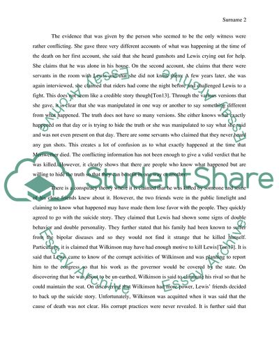 The Death Of Meriwether Lewis And Its Investigation Process