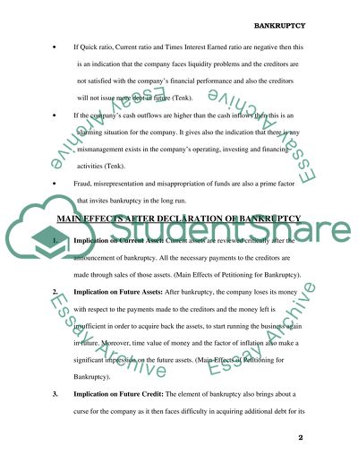 Key Indicators of Predicting Bankruptcy