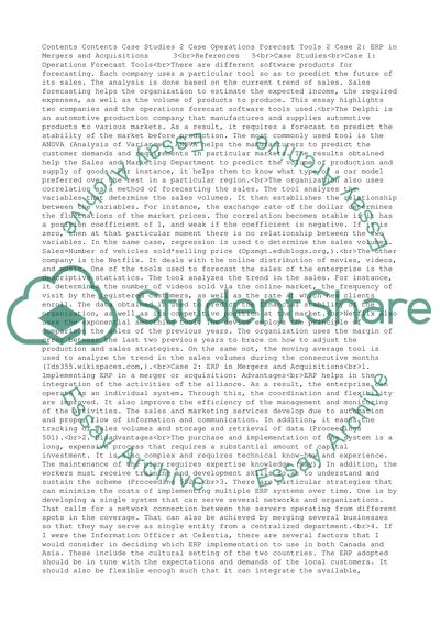 Operations Forecast Tools