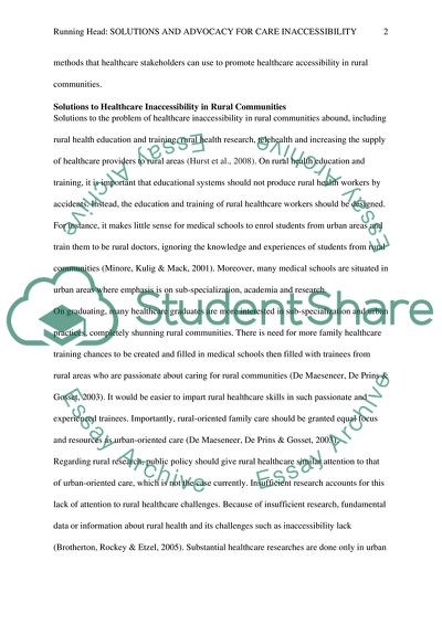 Evidence-Based Advocacy Methods Used to Promote Healthcare Accessibility in Rural Communities