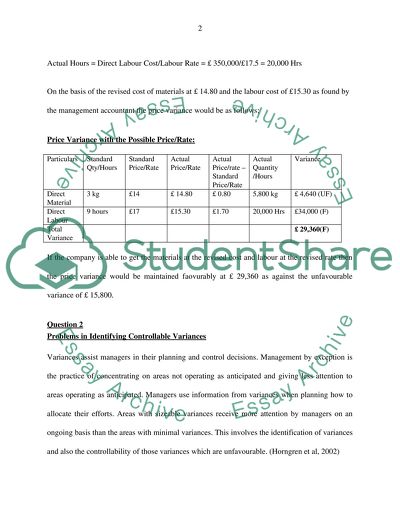 Greenwich Engineering - Problems in Identifying Controllable Variances