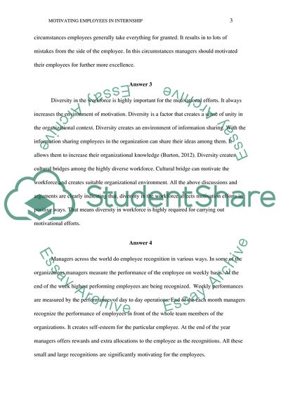 Motivating Employees in internship Essay Example | Topics and Well ...