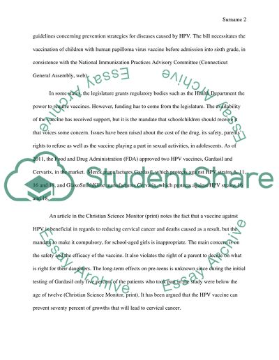 Introduction of the HPV Vaccine