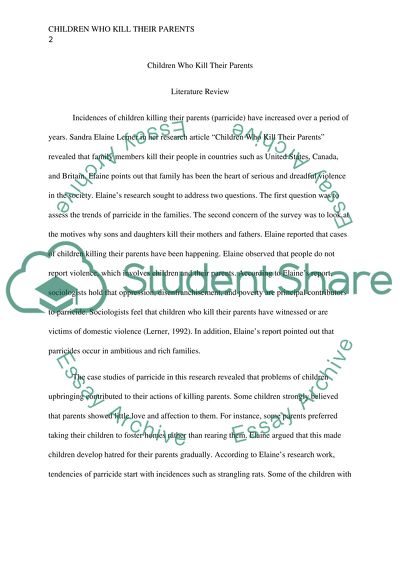 Children Who Kill Their Parents