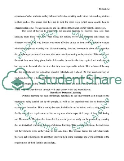 distance learning definition essay