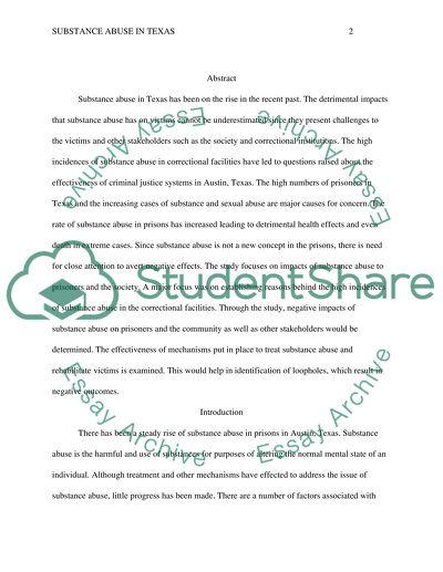 Effects of Substance Abuse on Prisoners in Texas