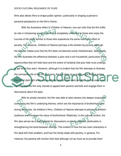 Socio-Cultural Relevance of Films: An Analysis of Children of Heaven