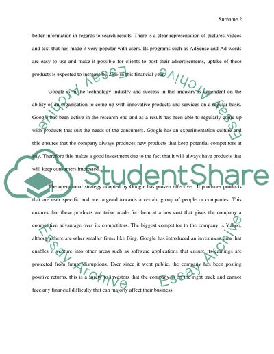 Investment Analysis of Google