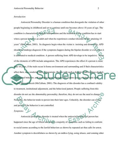 Antisocial Personality Disorder