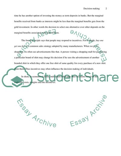 Four Principles of Individual Decision Making