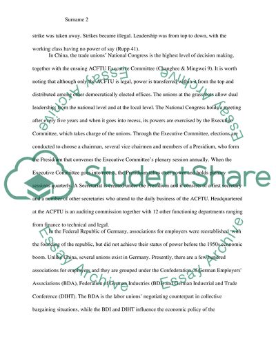 Unions in China and Germany